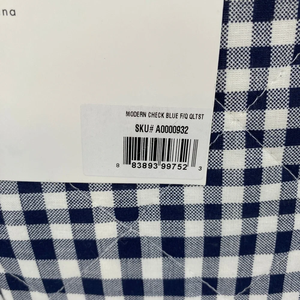 Tommy Hilfiger Quilt Set Full Queen Blue Modern Check Gingham Preppy Reversible
